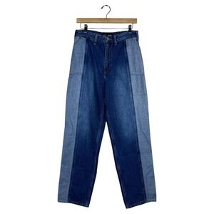 Lee Vintage Modern Seamed Stovepipe Two Tone Colorblock Straight Leg Jeans Sz 28